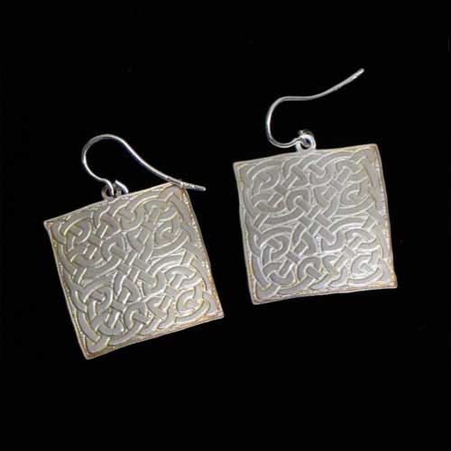 Imagen pendientes colgar plata diseño cuadrados